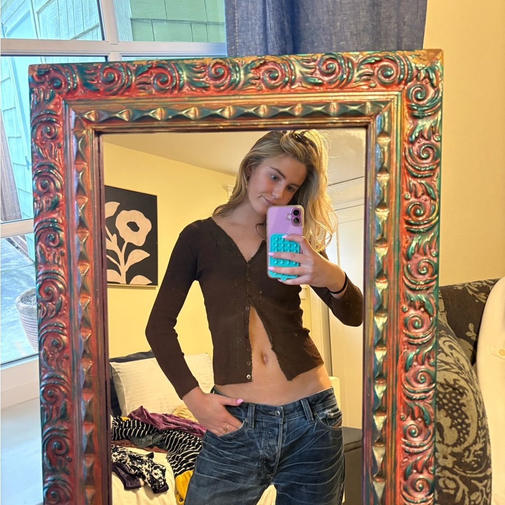 Brown floral cardigan
